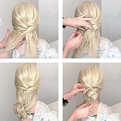 Bridal Wedding Hair Vine,Extra Long Pearl and Crystal Beads Bride Head Piece,Silver Hair Accessories for Women and Girls (Silver) - color: Silver