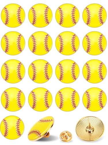 JUNEBRUSHS 28pcs Softball Enamel Pins Sports Lapel Pins for Softball Lovers Party Birthday Themed Party Decorations Supplies Favors Backpack Hat Decor Accessories - style: Softball Style