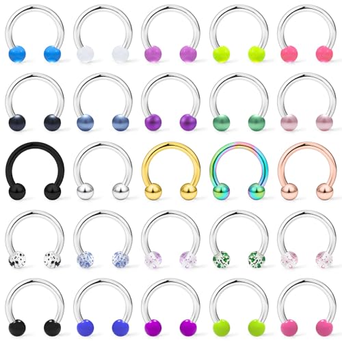20/18/16/14G Horseshoe Septum Nose Lip Rings Smile Piercings 6/8/10/12/14/16mm Cartilage Helix Daith Earrings Surgical Steel Jewelry for Women Men - size: 14g*5/8in(16mm)