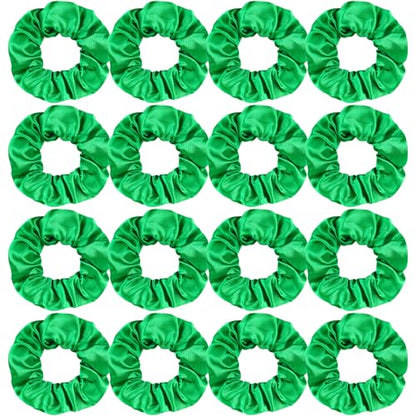 16 Pcs Satin Green Scrunchies Bridesmaid Proposal Gifts Hair Ties Scrunchies for Women Girls Bachelorette Party Favors (green) - color: green