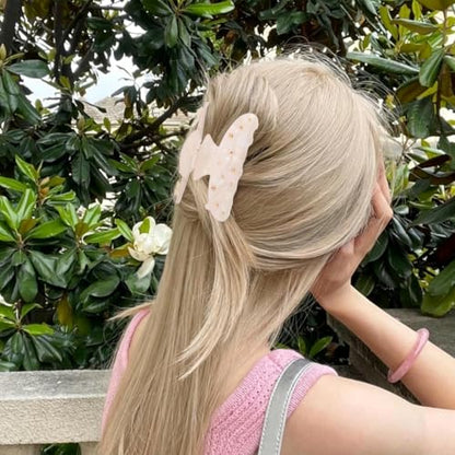 2 Pack Hair Claw Clips, White Pink Rhinestone Floral Large Shark Clips for Thick Hair Women Hair Accessories - color: White and Pink -1