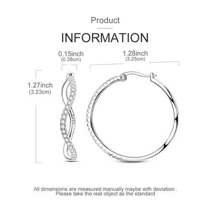 Parmuz 925 Sterling Silver Earrings Hoops for Women Ladies Simple Lightweight Twisted Medium Hoop Earrings With Cubic Zirconia Hypoallergenic Jewelry for Her - color: black