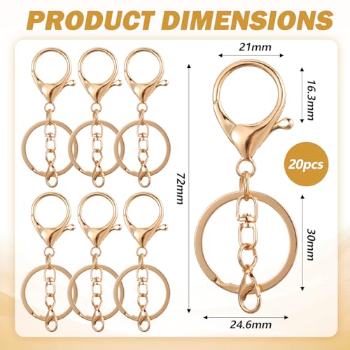 Yolev 20Pcs Lobster Claw Clasps Swivel Hooks Keychain Jewelry DIY (Gold) - color: Gold