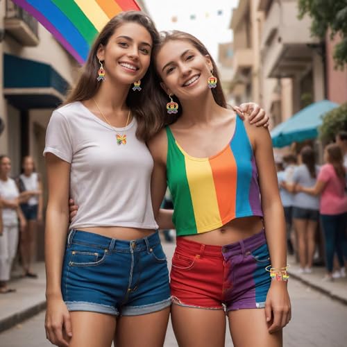 MARFOREVER 40 Pcs/20 Pairs Pride Charms Rainbow Charms for Jewelry Making | Rainbow Gay Enamel LGBT Charms, Colorful Pride Charm Pendants, Bracelet Necklace Earrings Making Crafting, Pride Accessories - style: Pride