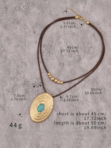 Boho Necklaces for Women Chunky Circle Necklace Bohemian Necklaces | Chunky Boho Necklace for Women Layered Boho Circle Leather Choker Necklace Long Vintage Necklaces Bohemian Jewlery Gifts - style: Boho Choker Necklace