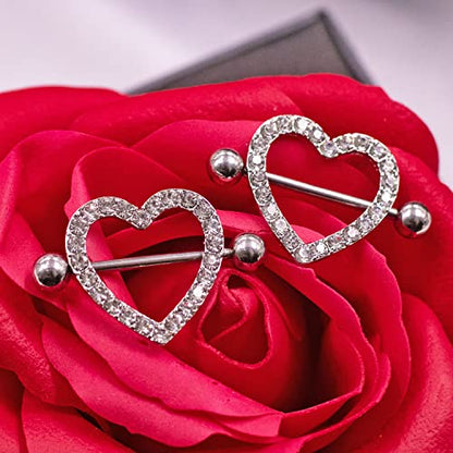 VERAMI 14G Stainless Steel Heart Nipple Rings and Barbell - Butterfly, Starlight Acrylic Ball, Tongue Rings for Women and Men - color: CLEAR-CZ