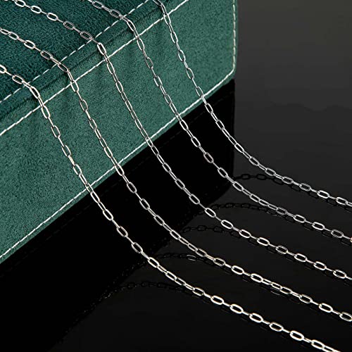 KYUNHOO 32.8 Feet 304 Stainless Steel Chains Bulk Silver Paperclip Chain | Silver Chain for Jewelry Making Small Paper Clip Chains Link on Spool with Clasps for Necklace Bracelet Craft - color: Paperclip Silver