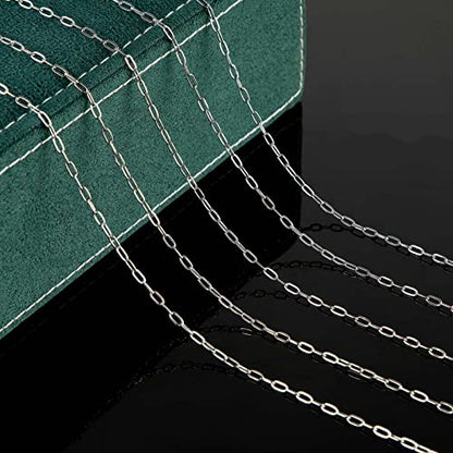 KYUNHOO 32.8 Feet 304 Stainless Steel Chains Bulk Silver Paperclip Chain | Silver Chain for Jewelry Making Small Paper Clip Chains Link on Spool with Clasps for Necklace Bracelet Craft - color: Paperclip Silver