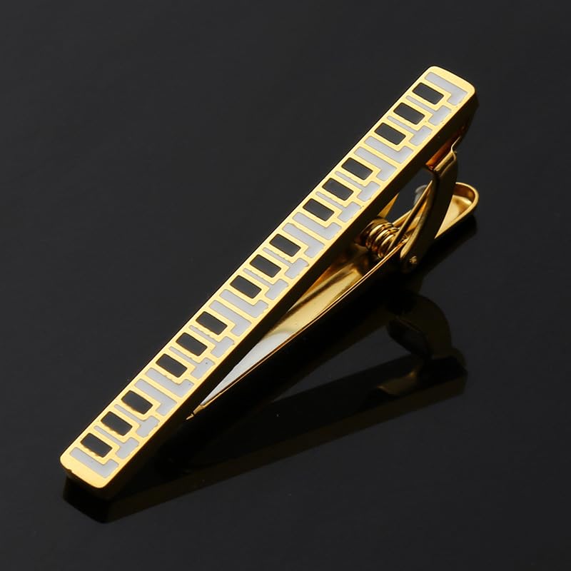 Gold Piano Keyboard Tie Clip for Men Music Tie Bar Accessories | Music-themed