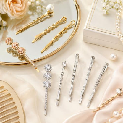 20 Pcs Decorative Bobby Pins Set Rhinestone Bobby Pins | Shiny Fancy Small Hair Clips,Diamond Crystal Hair Barrette,for Women Girls,Wedding,Prom,Party,BridalAccessories