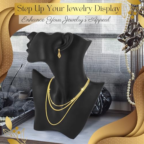 Flexzion Jewelry Bust Display Stand - Black Resin Mannequin Earring Stand for Selling & Displaying - Necklace Bust Display Holder for Show, Boutique, Small Business & Retail | Black resin necklace and earring holder for boutiques, vendor tables, retail di