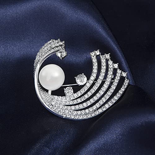 Brooches for Women, Shiny Cubic Zirconia Brooch Pins for Women Fashion Brooch Pin Broach Jewelry Gift - color: Sun and cloud