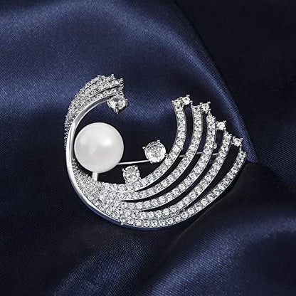 Brooches for Women, Shiny Cubic Zirconia Brooch Pins for Women Fashion Brooch Pin Broach Jewelry Gift - color: Sun and cloud