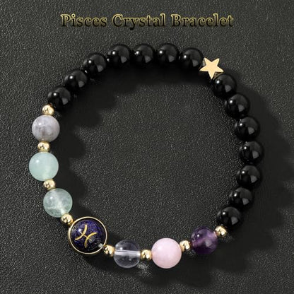 Zodiac Bracelets for Women 12 Constellations Healing Crystal Stone Beads Bracelet Birthday Zodiac Gifts Horoscope Spiritual Bracelet - color: Pisces