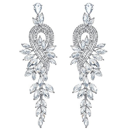Marquise Crystal Bridal Chandelier Dangle Drop Earrings Ladies Gifts in Silver/Gold Tone - color: A-Clear Earrings Pin