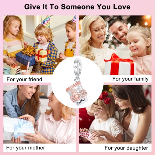 Family Love Mother Daughter Grandma Charm 925 Sterling Silver fits Bracelets Necklace Pendant Bead Charms Jewelry Gift for Women Family Friends - color: Coffee Cup Charm-A