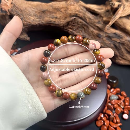 Amethyst Bracelet for Women Men, Elegant Handmade Natural Gem Stone Round Beaded Stretch Elastic Adjustable Healing Bracelets 8mm Gifts - color: AL-0164, size: Medium
