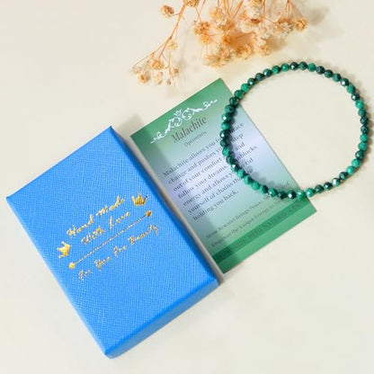 MASSIVE BEADS Natural Genuine Gemstone Beads Healing Crystal Chakra Reiki Jewelry Faceted Round Beads Bracelets 3mm - color: Malachite