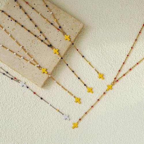 18K Gold Plated Minimalist Drop Y-Shaped Necklace for Women | Simple Lariat Necklace, Minimalist Everyday Jewelry,Y-Shaped Necklace - style: White Beads-Gold