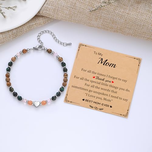 Best Friend Bracelet Gifts for Women Sister Bestie, Christmas Gift for Teens Mom Daughter Granddaughter Birthday Gift for Her Stocking Stuffers - color: African Turquoise-Mom