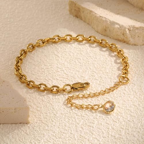 18K Gold Plated Bangle Bracelet Set for women,Cubic Zirconia Classic Stainless Steel Adjustable Gold Tennis Love Bracelets Stack for women and men - color: Water drop bracelet set