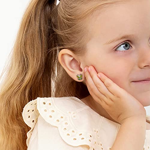 Bestyle Gold Butterfly Earrings for Women, Dainty Cute Birthstone Studs Hypoallergenic Jewelry, Great Birthday Gift - style: 08.August (Peridot)-STUD