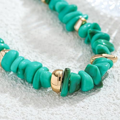 Colorful Irregular Beaded Necklace for Women Resin Jewelry Gift | Trendy Statement Bead Choker Necklaces Summer Beach Boho Charm Accessories Stuff - color: Turquoise