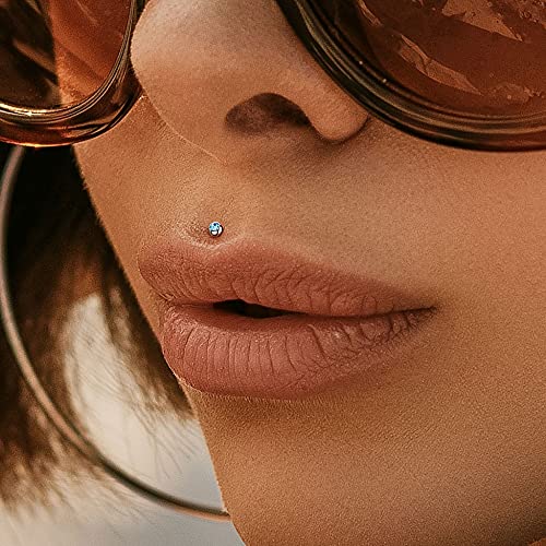 Pierced Owl - 18GA 316L Surgical Steel Internally Threaded Press Fit Crystal Labret Monroe Cartilage Stud