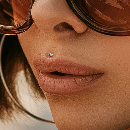 Pierced Owl - 18GA 316L Surgical Steel Internally Threaded Press Fit Crystal Labret Monroe Cartilage Stud