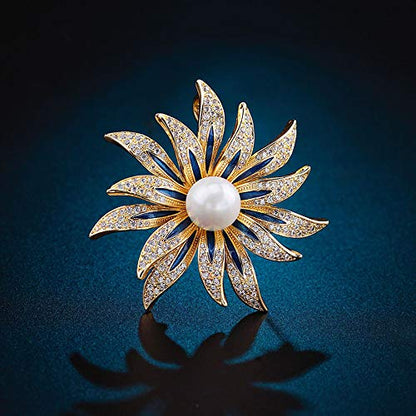 Brooch Pins for Women Girls Fashion Flower Crystal Rhinestone Pearl Jewelry - color: Color 7