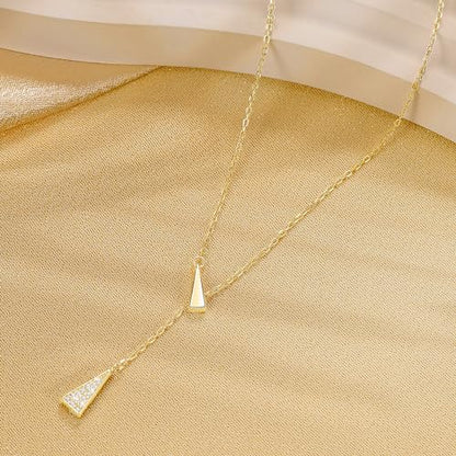 925 Sterling Silver Lariat Necklace for Women | Long 14K Gold Plated Y-Shaped Pearl Necklace CZ Crystal Ball Sparkle Necklace for Mother Daughter Bride Wedding Jewelry - color: Style 2-Gold