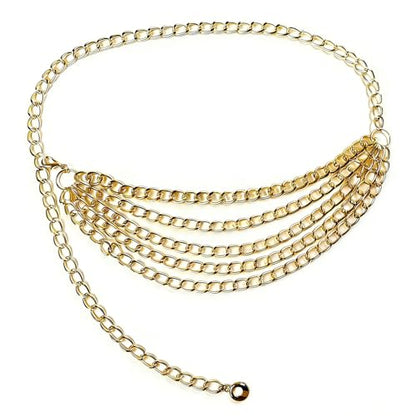 Women's chain belt waist chain belt multi-layer body belly chain dress suitable - color: Gold