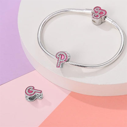 925 Sterling Silver Letter Charms Fits Pandora Bracelets Alphabet AZ Bead Charm for Bracelets Necklace with 5A Cubic Zirconia for Women Birthday Ceremony DIY Jewelry Gift - style: P