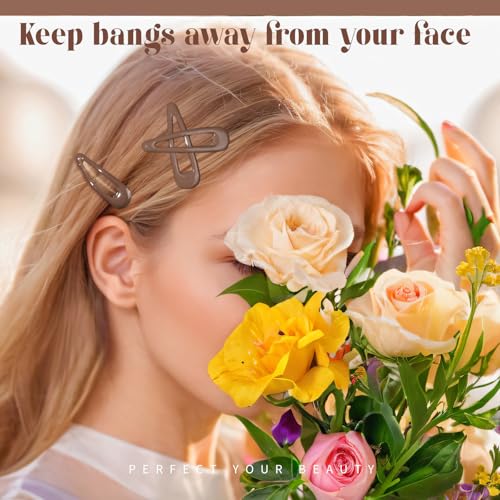 Teenitor 50Pcs Hair Barrettes For Women Brown Snap Hair Clips,2 Inch Hair Barrettes Hair Clips For Women, Brown - color: Brown