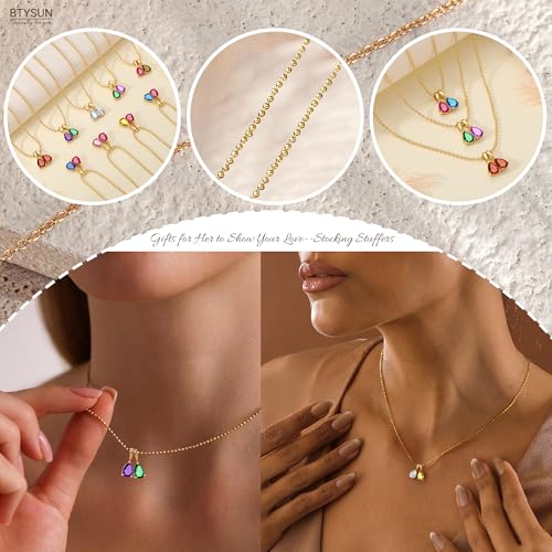 2026 Graduation Gifts Birthstone Necklace for Women Dainty Gold Necklace with 2 Birthstone Birthday Gift for Her Teen Girl Gift Trendy Stuff for Her Mom Daughter Girlfriend Friend Christmas Stocking Stuffers - color: 02-03 Feb & Mar, style: Water drop