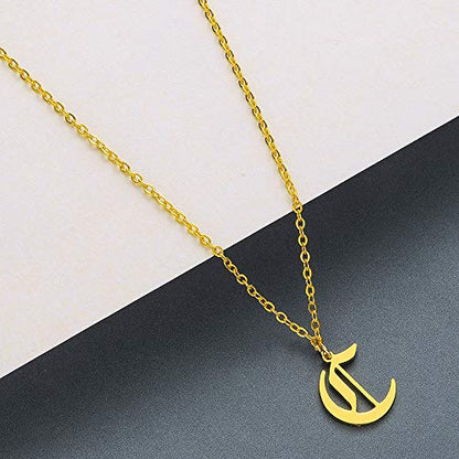 Women's Old English Initial Necklace 18K Gold Plated Stainless Steel Letter Pendant Gift - style: C