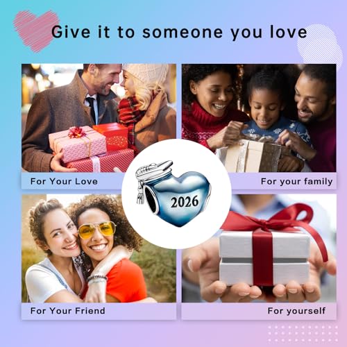 LUXILLA Love You Best Friend Grandma Wife Heart Charm 925 Sterling Silver Charms Fit for Bracelets Necklace Jewelry Gift for Women - color: Blue 2026 Graduation Charm