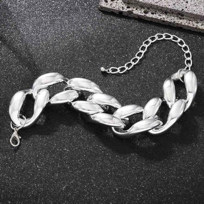 Chunky Choker Necklace Cuba Link Hip Hop Necklaces Punk Necklace Chain for Women - color: Silver