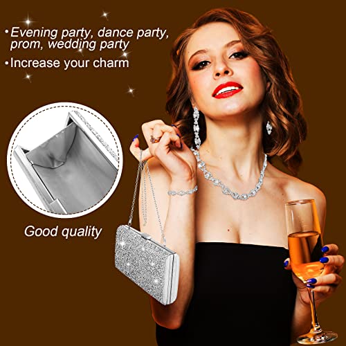 Mixweer 4 Pieces Clutch Purses Bag for Women Evening Rhinestone Jewelry Set Bling Necklace Earrings Bracelets Set for Wedding - style: Stylish Style