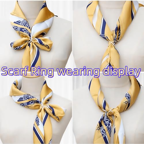 SYWDUDUCLT Scarf Ring for Women's Shawl, Silk Neckerchief, Tshirt, Gold/Sivler, S/M/L, 2 Pcs - style: XDrill