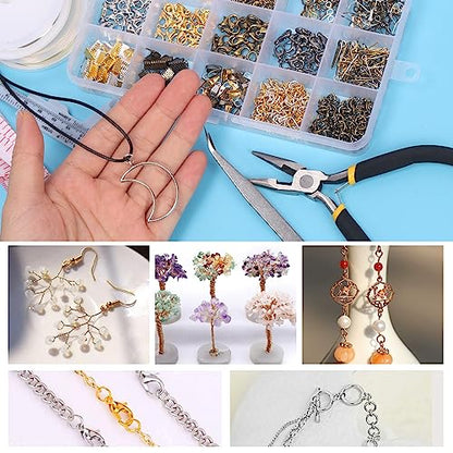 Glarks 1465Pcs Jewelry Making Kit, Jewelry Making Supplies Kit Includes Jewelry Pliers Tools, Jewelry Findings for Jewelry Making and Repair - size: 1465pcs