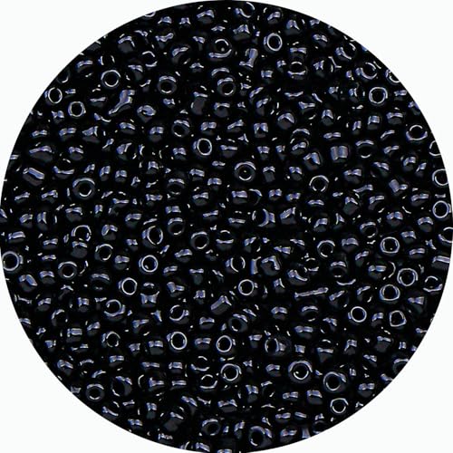 Legefo 4mm Glass Seed Beads Bulk, Black 6/0 Small Mini Pony Seed Beads, Tiny Round Craft Bead for Bracelet Necklace Wrist Jewelry Making Beading Weaving DIY Crafts Supplies, 1000pcs - color: Black