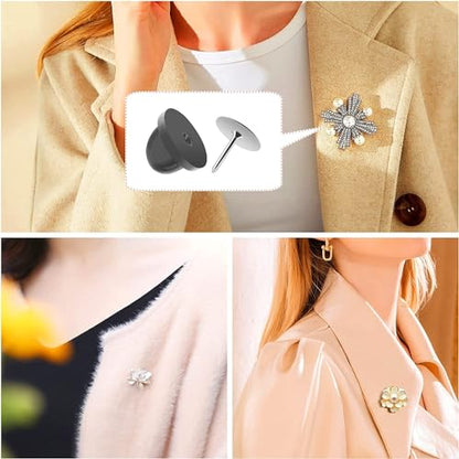 JANYUN 40 Pairs Rubber Blank Pin Backs Butterfly Clutch Backings Holder | Tie Tacks Keepers with 9mm Length 10mm Width,Replacement Holder Clasp Lapel Enamel Pins for Craft Making Brooch Badges