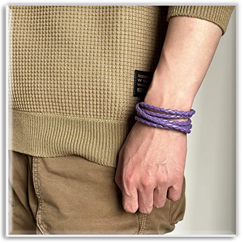 Xusamss Fashion Alloy Buckle Multilayer Leather Wrap Cuff Bracelet,7.5inches - color: Purple