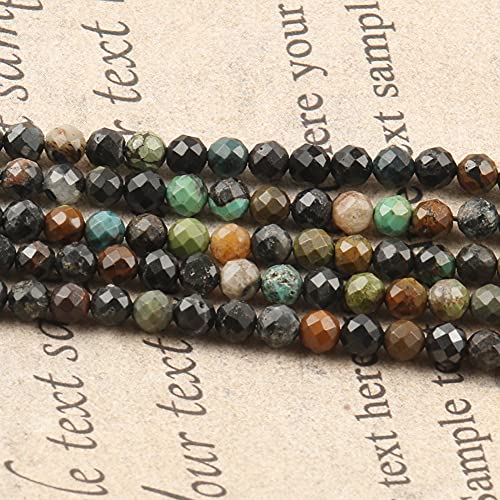 120pcs 3mm Natural African Turquoise Gemstone Beads Faceted Round Loose Stone Beads for Jewelry Making - color: African Turquoise, size: 2.8-3.3mm