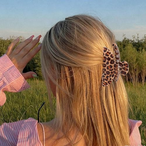 2Pcs Leopard Print Hair Claw Clips Large Non-Slip Hair Clips for Women Thick Thin Hair Cute Hair Clips for Women Ideal Gift for Birthday Holiday Friends Family and Teachers - color: Leopard Print