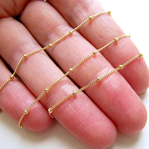 ALEXCRAFT Wholesale 12PCS Gold Plated Solid Brass Satellite Beaded | Curb Thin Chain Necklace Bulk for Jewelry Making (18 Inch(1.5mm)) - color: Gold, size: 18 inch-1.5mm