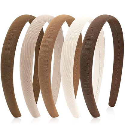 KICOSY Padded Headband - Soft, Thin, No Slip for Women & Girls - Neutral Brown, Plain - Hair Accessory - color: brown