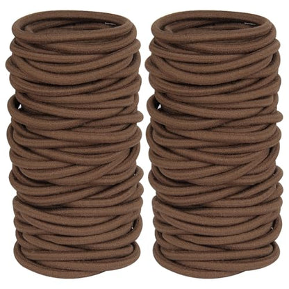 Hair Ties for Thick Hair, 120 Pack No Damage Elastic Hair Bands, Brown Seamless Ponytail Holders for Women Girls Kids, Strong Stretchy No Crease Hair Elastics for Daily Use (4mm) - color: Dark Brown
