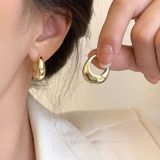 Small Chunky Huggie Hoop Earrings for Women - Dainty 14K Gold Plated Hypoallergenic Lightweight Stack Earring Sets for Multiple Piercing Trendy Jewelry - color: Gold